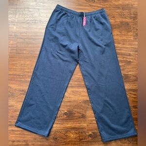 PUMIEY Women's Straight Wide Leg Baggy Sweat Pants 2XL Navy Blue Fall & Winter